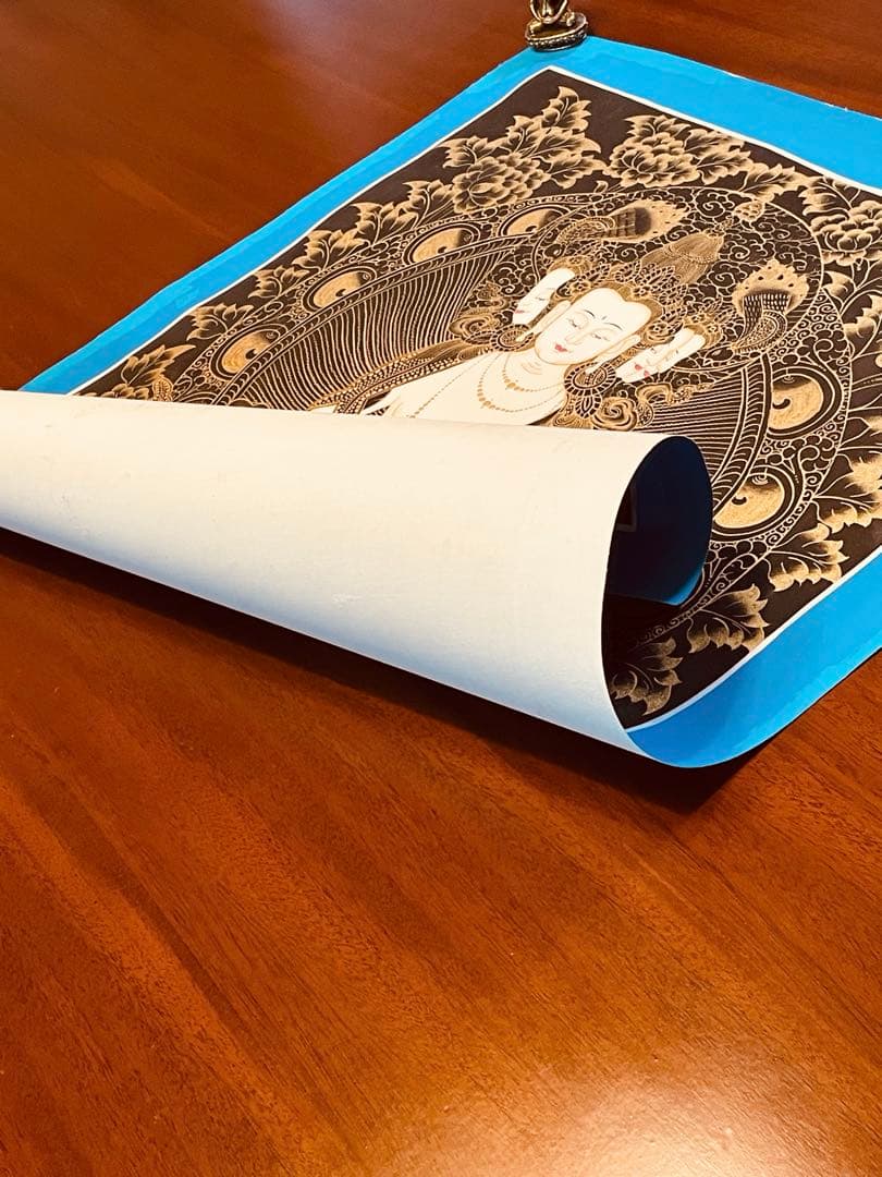 チベット密教 仏画 四面大日如来 ヴァイローチャナ 曼荼羅 手描き 一点物 新品