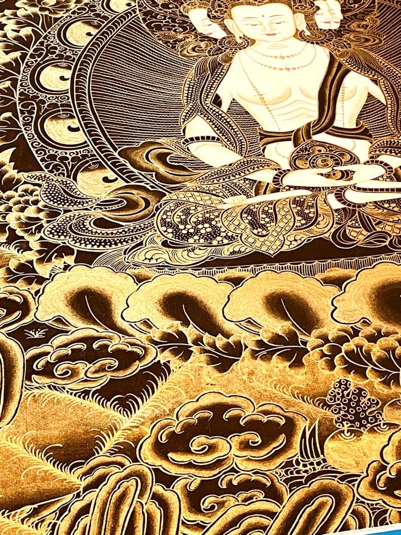 チベット密教 仏画 四面大日如来 ヴァイローチャナ 曼荼羅 手描き 一点物 新品