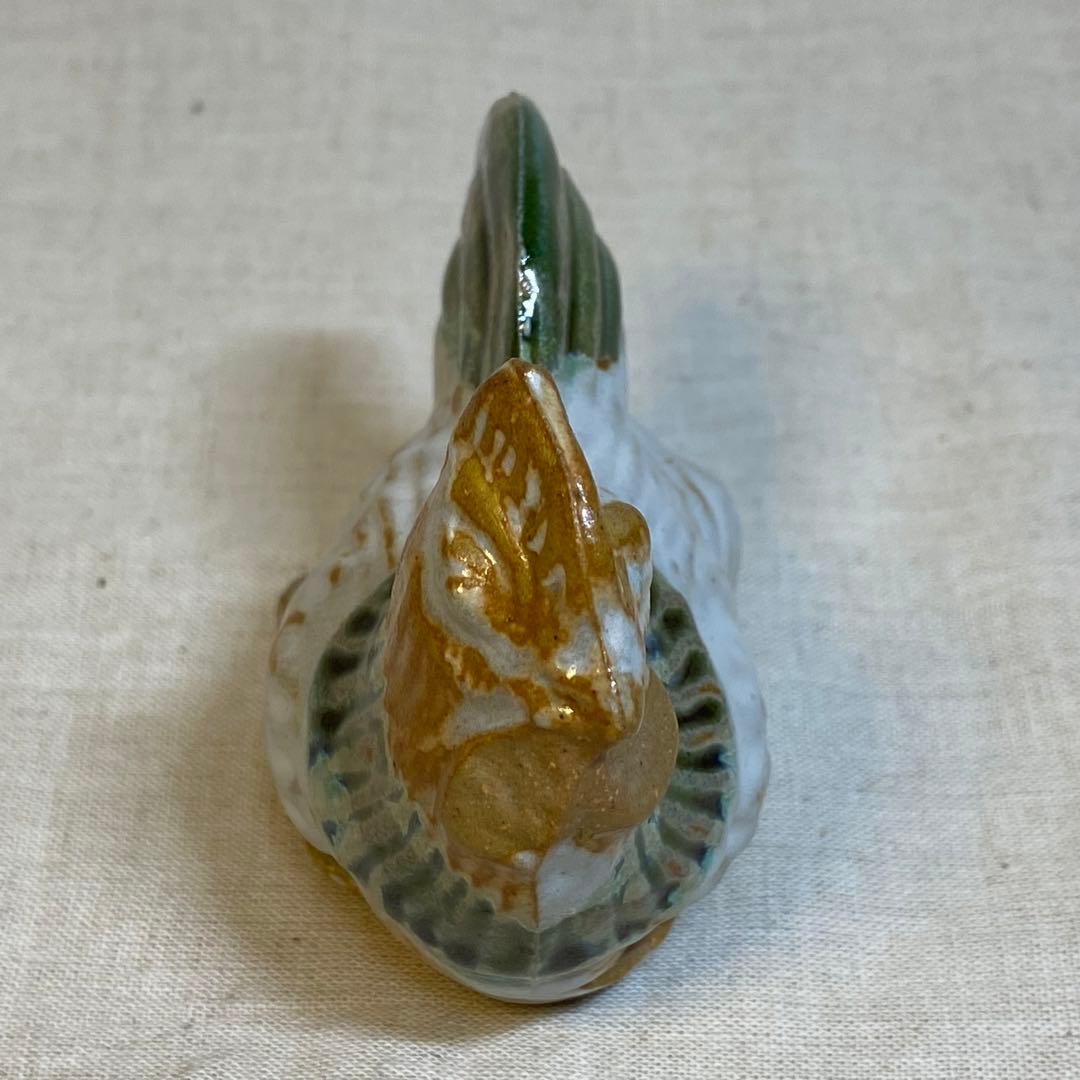 陶器　香合　鶏　にわとり　茶道具　在銘