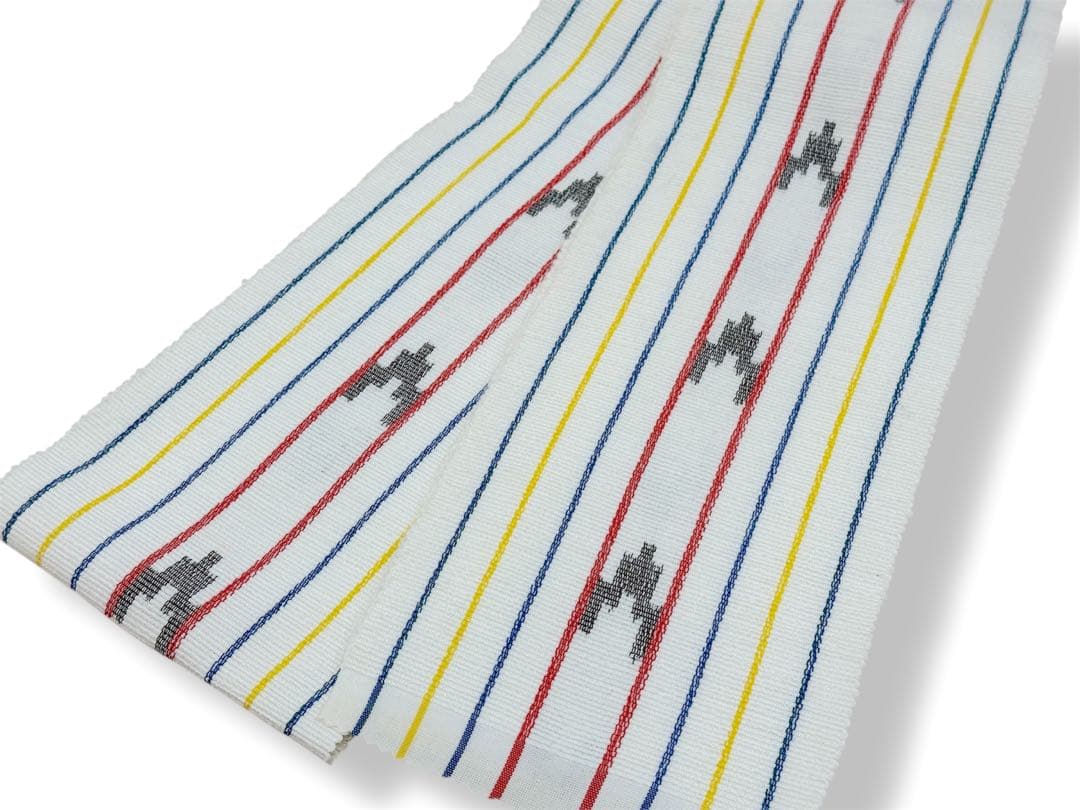 竺仙　半幅帯　手織り　琉球かすり　綿100%