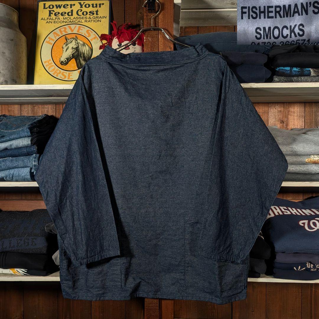 80s　ユーロヴィンテージ　フィッシャーマンスモック　インディゴデニム　ワイド