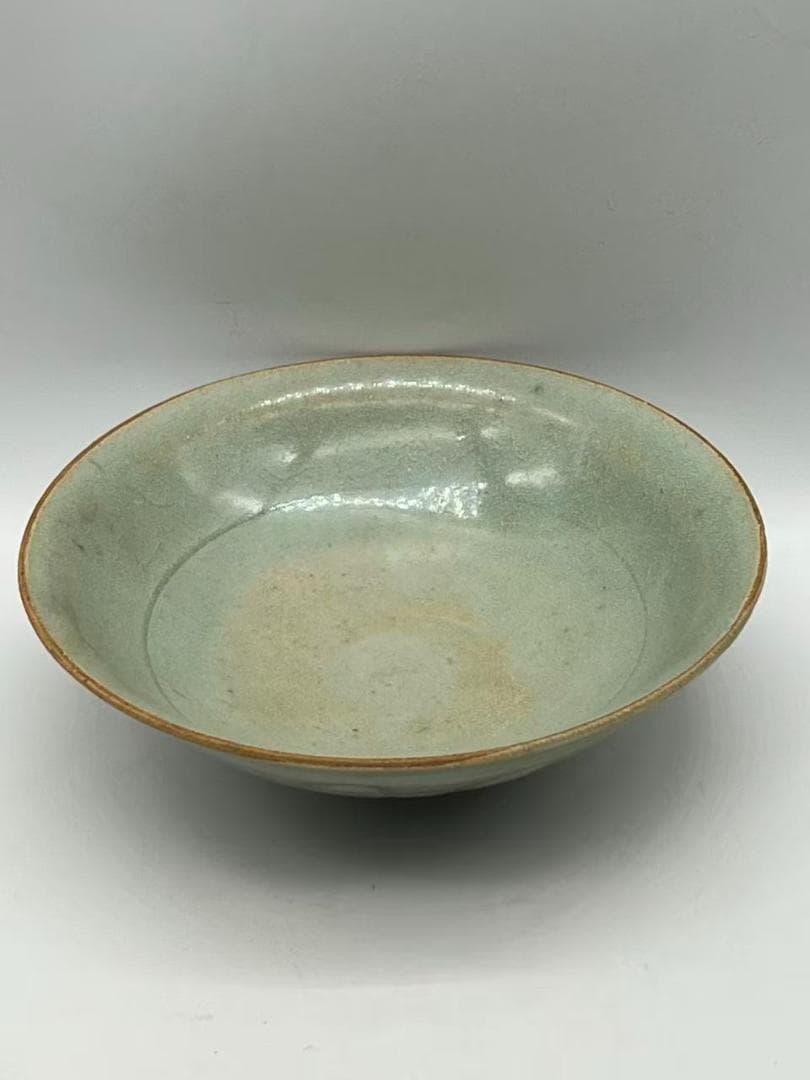 宋時代　青磁　影青蓮瓣文碗　高台墨文字入り　耀州窯 茶盞 青瓷鉢(A-100)