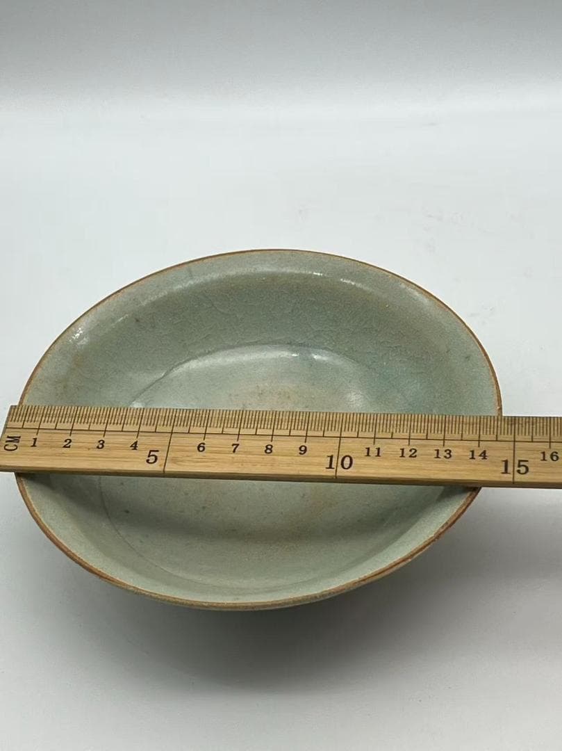 宋時代　青磁　影青蓮瓣文碗　高台墨文字入り　耀州窯 茶盞 青瓷鉢(A-100)