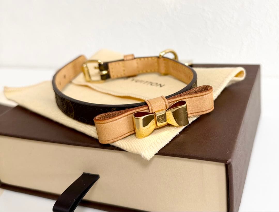 【未使用品】LOUIS VUITTON ルイヴィトン リボン付き首輪　モノグラム