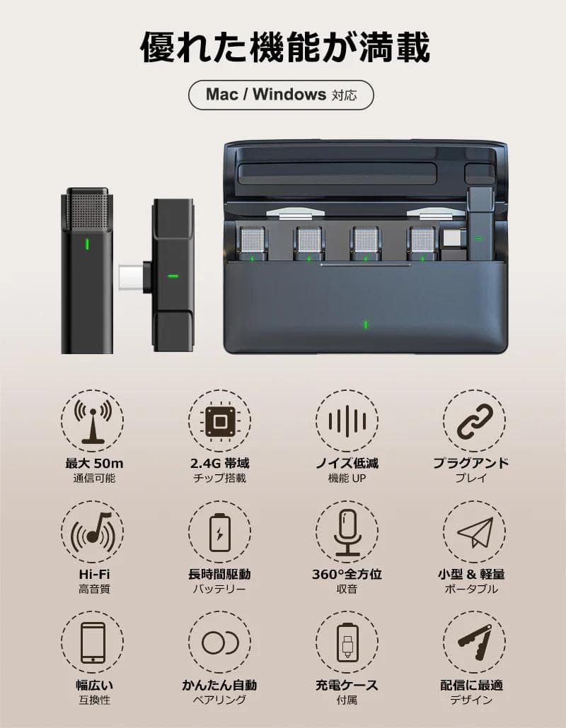 IdeaThink 無線ピンマイク4個 idep33c4p 新モデル 48kHz