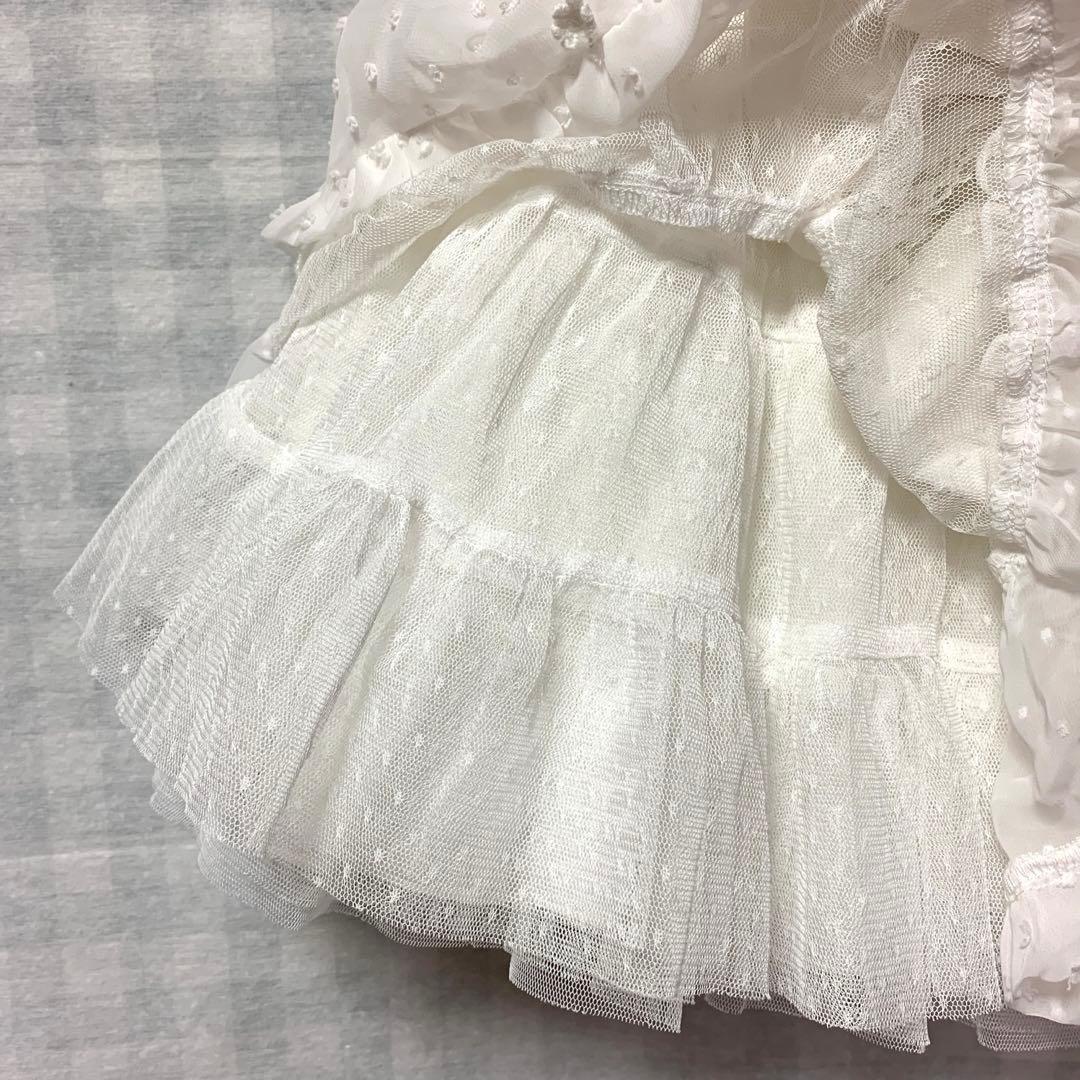 TRALALA 希少 ホワイト シフォン リボン付き フレアスカパン