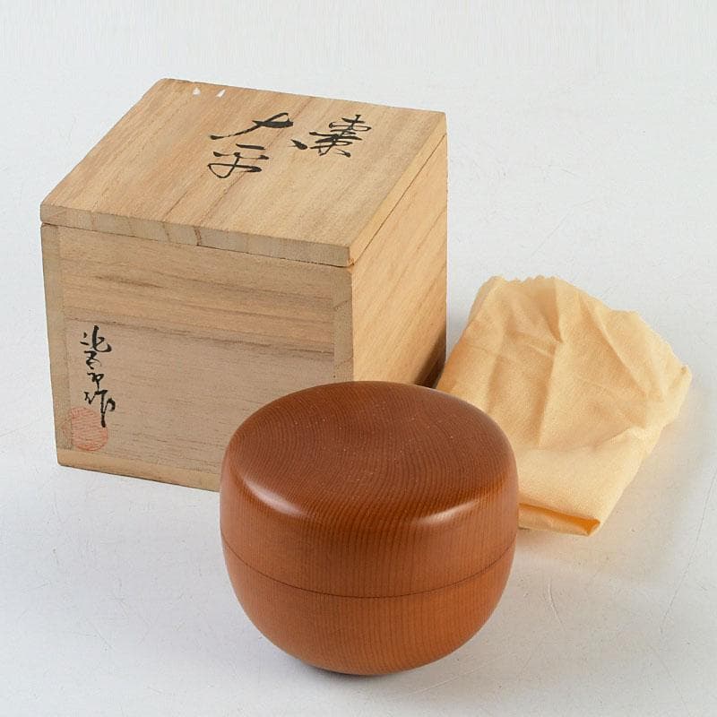 茶道具　天然木　漆塗　大平棗　共箱　V　9335