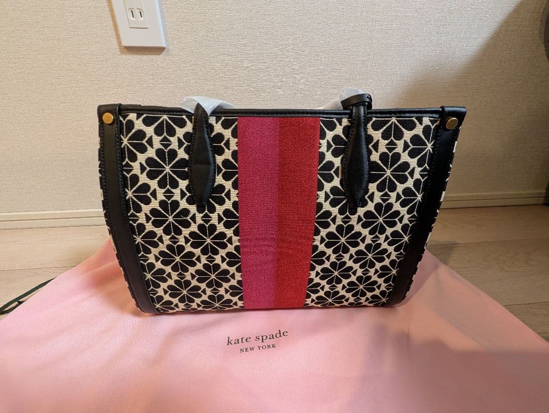 【最終処分、大特価】kate spade 花柄ストライプハンドバッグ