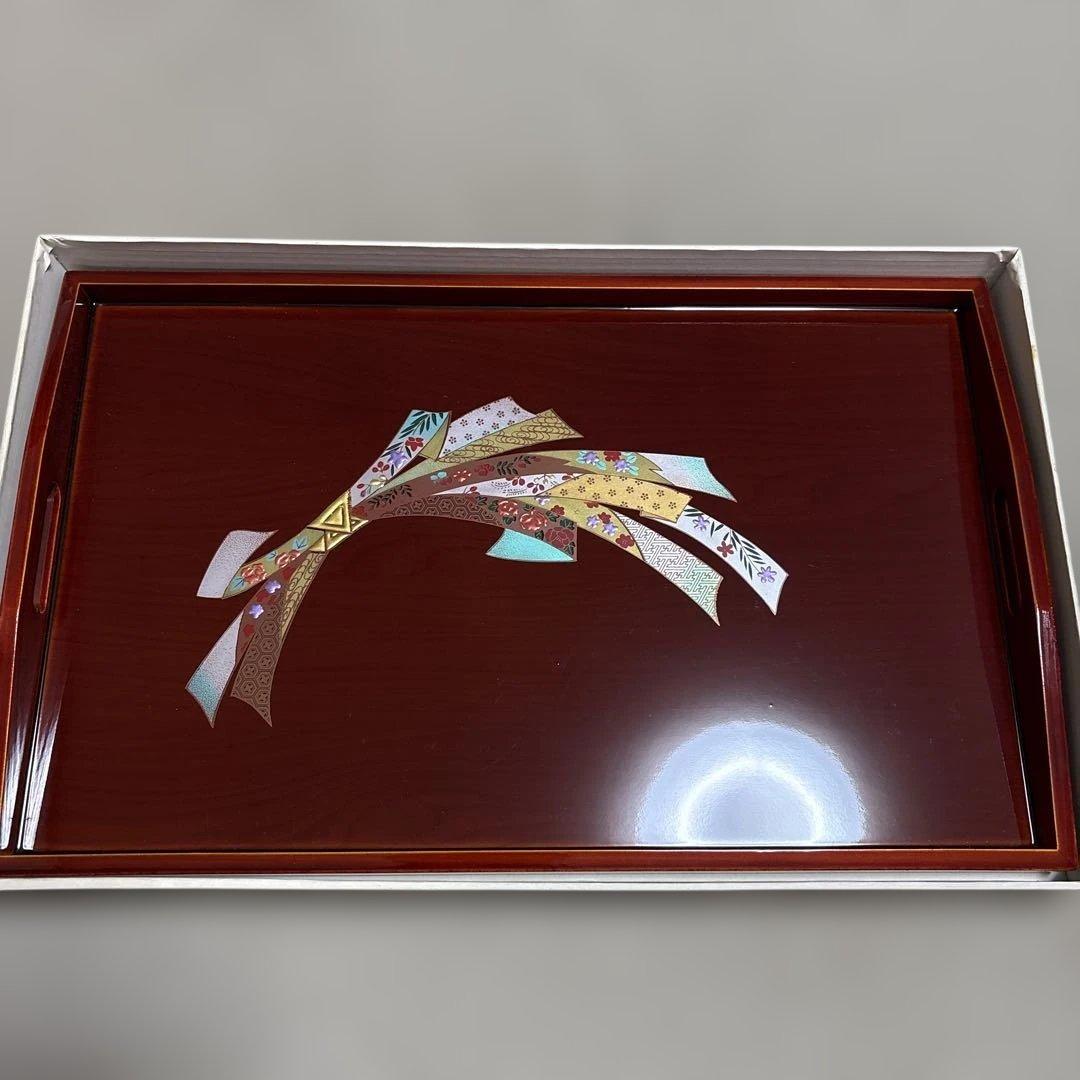【新品未使用】木製　春慶塗　帯柄　お盆　漆　手盆