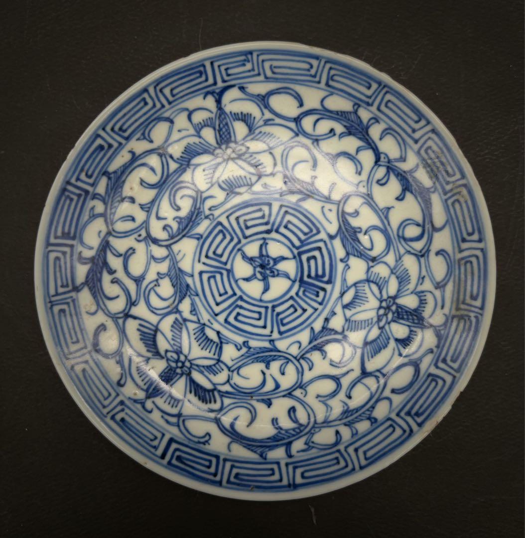 中国美術  古玩 清代 青華染付皿