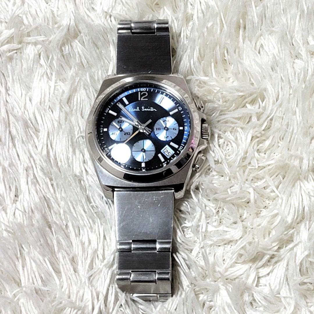 Paul Smith クロノグラフ 稼働品 ブルー シルバー 腕時計 時計