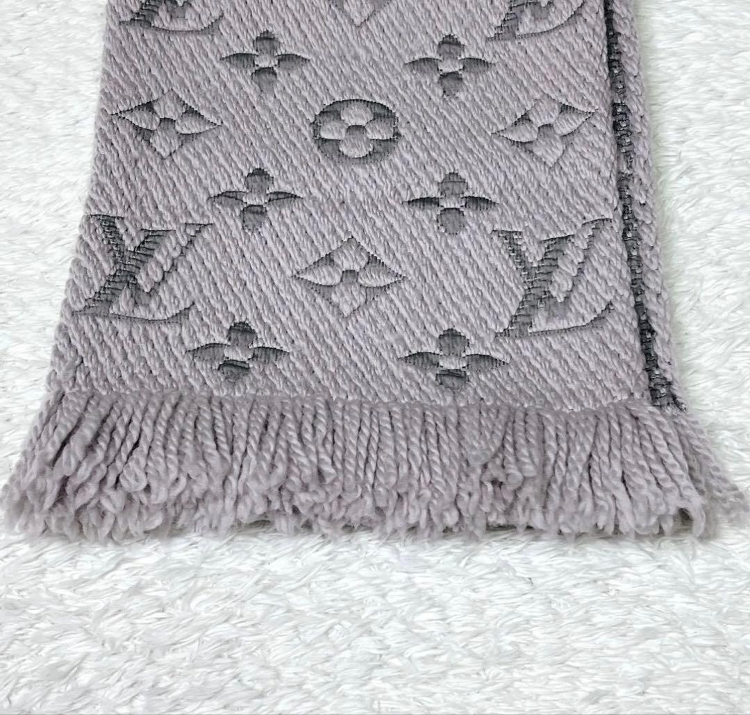 極美品　LOUIS VUITTON モノグラム　総柄　マフラー　箱付き　グレー