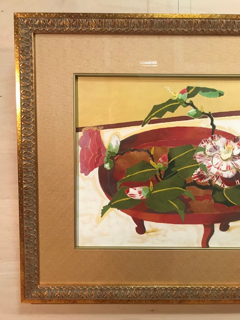 小倉遊亀　「蜀紅錦」　リトグラフ　刷り込みサイン・エディション・作品証明シール有