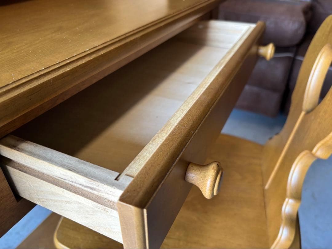 むぅKARIMOKU レトロ アンティク デスク＆椅子、木製、2点セット