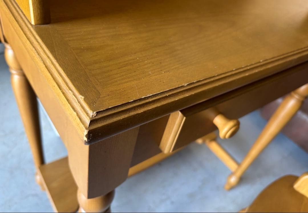 むぅKARIMOKU レトロ アンティク デスク＆椅子、木製、2点セット