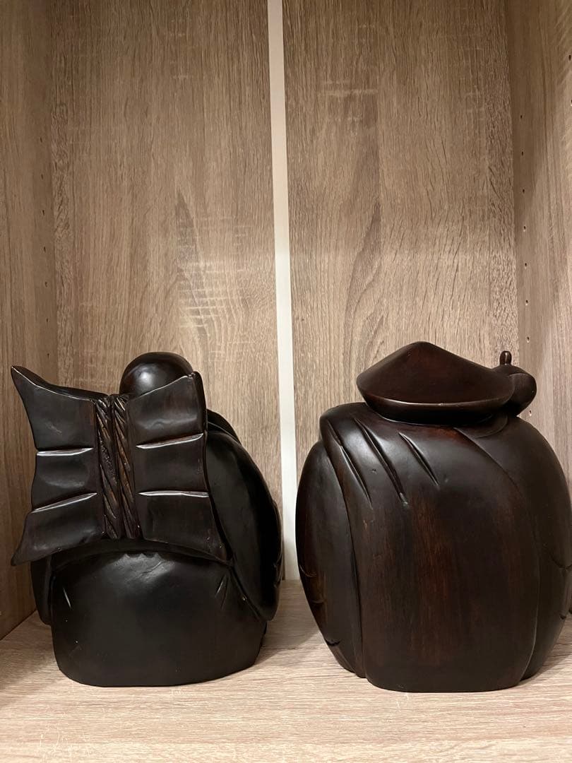 【開眼済】貴重！黒檀の大黒天様 恵比寿様