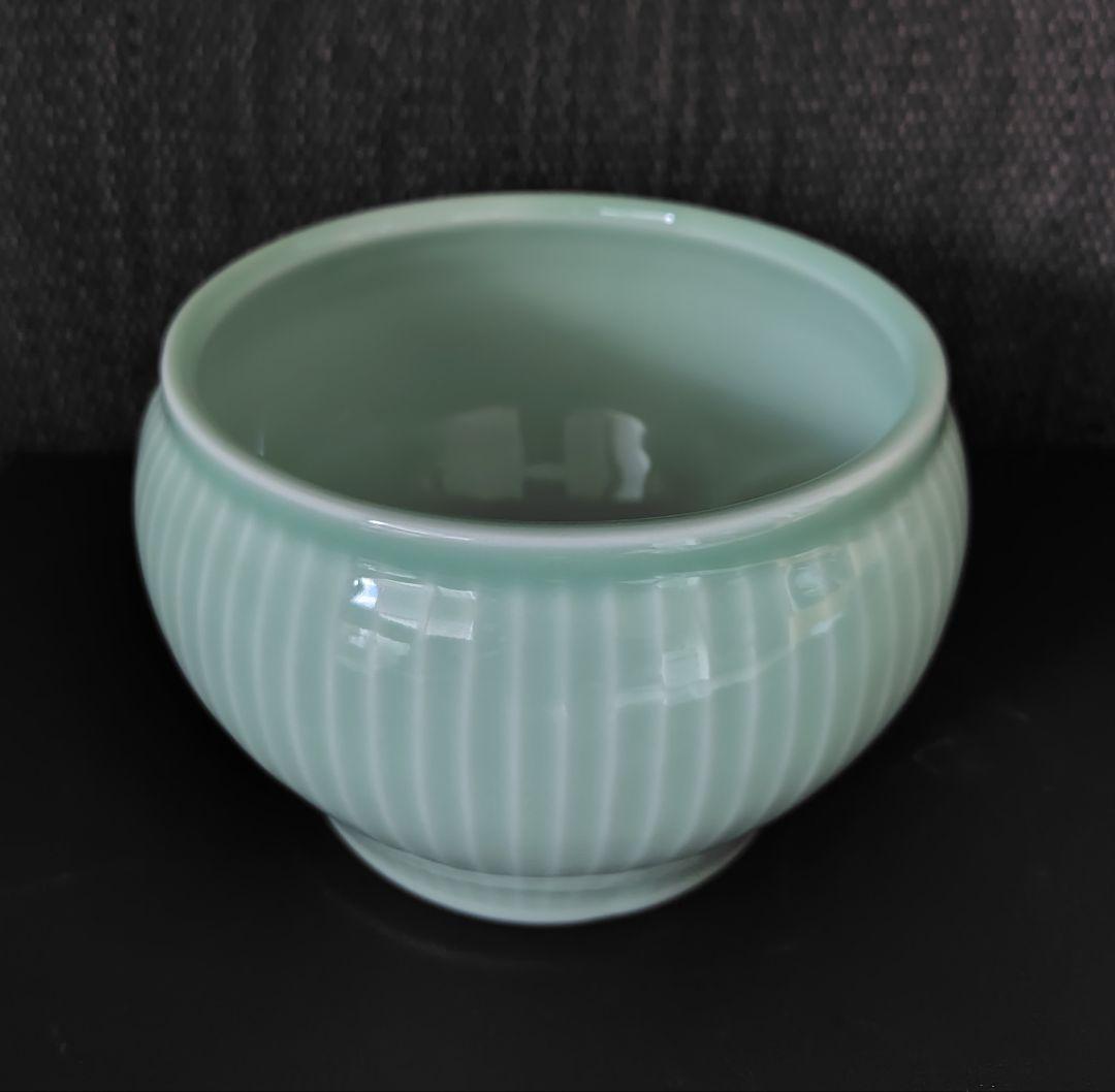 十三代横石嘉助 平戸青磁 鎬 建水