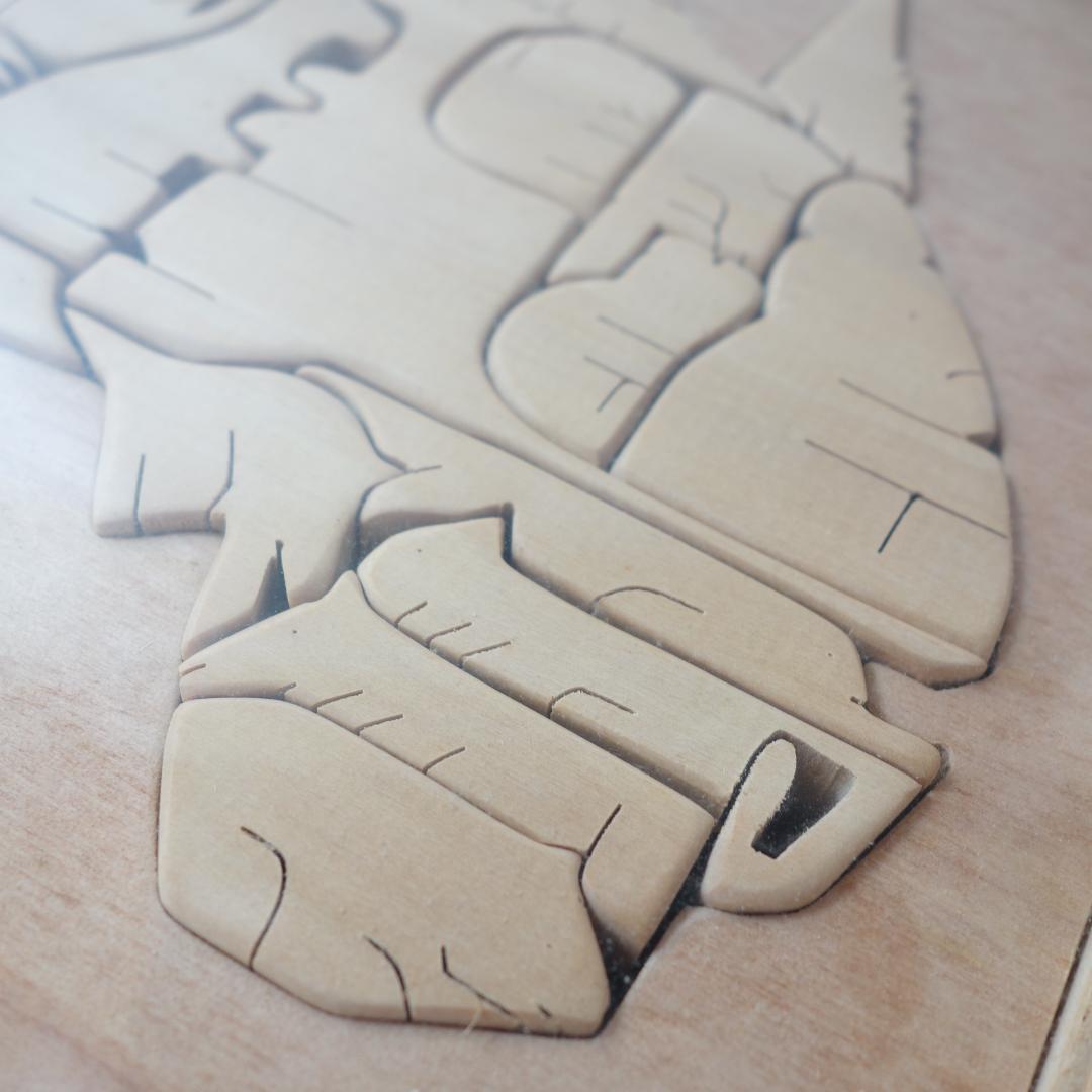 ヴィンテージ  奥嶋雅一　アニマルパズル　木製立体パズル