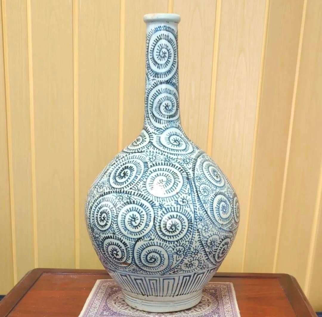 古伊万里　蛸唐草模様　鶴首徳利　花瓶