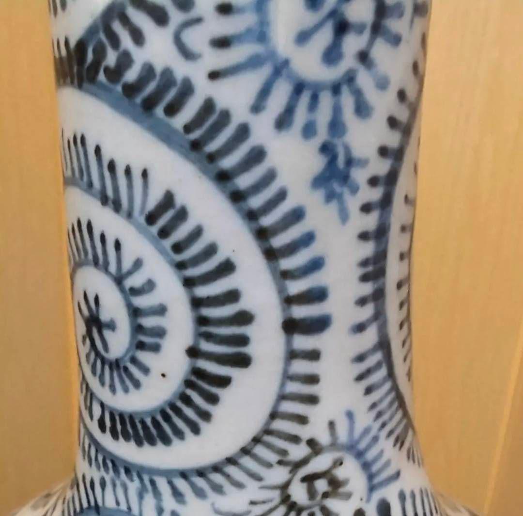 古伊万里　蛸唐草模様　鶴首徳利　花瓶