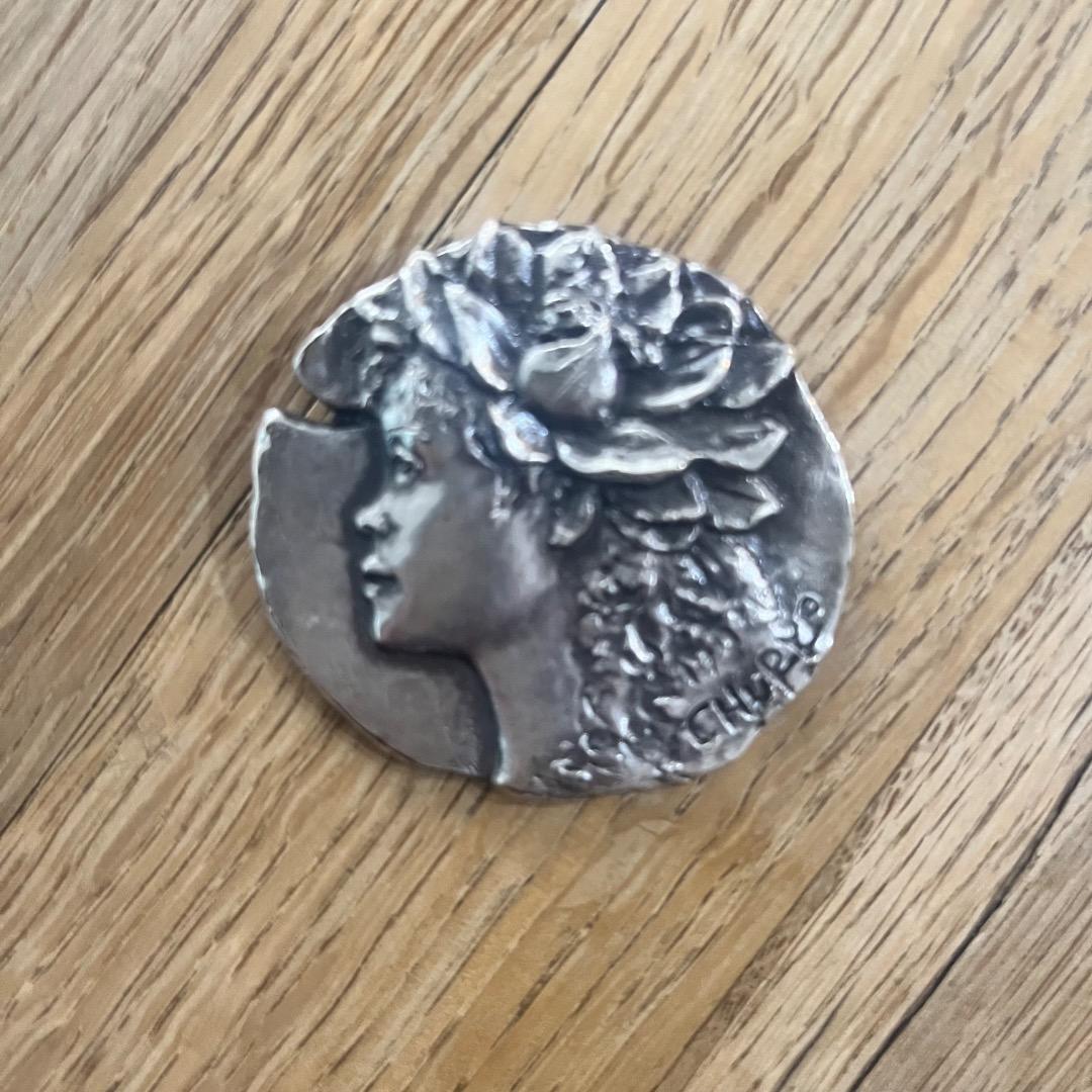 古美術★佐藤忠良 蓮の少女ブローチ ペンダントトップ ケース付き