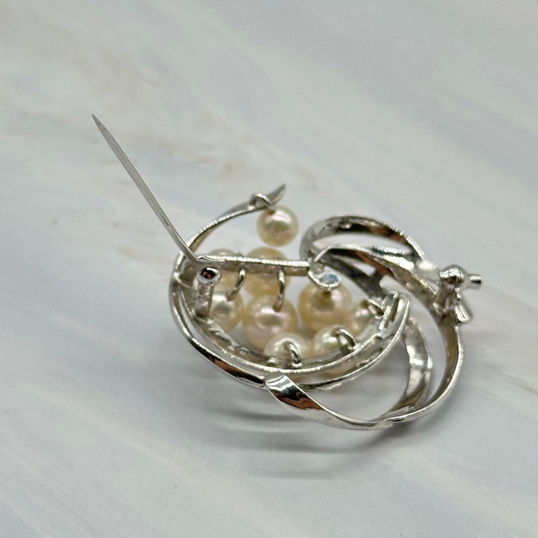 TASAKI 田崎真珠 ブローチ 9粒パール シルバー