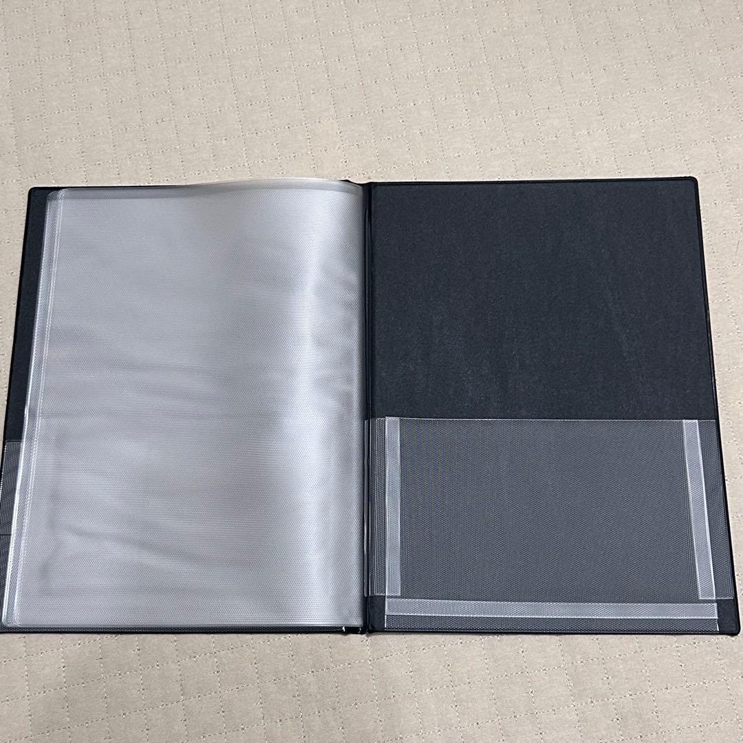 ⭐︎ A4証券ファイル 縦型 A4サイズ中袋 名刺ポケット付 ネイビー 18冊