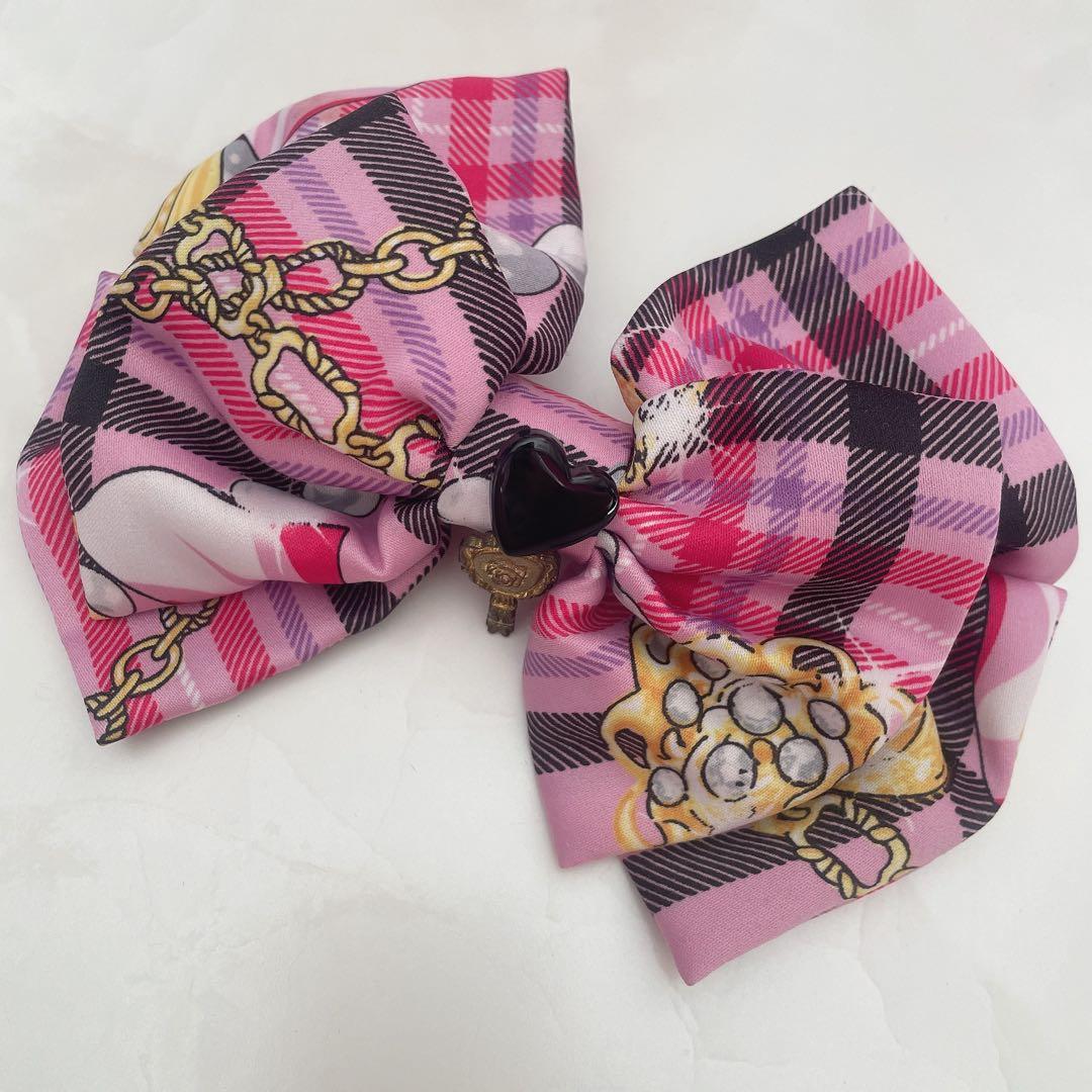 MA＊RS チェック ミラー ジュエリー 柄 ビッグ リボン バレッタ