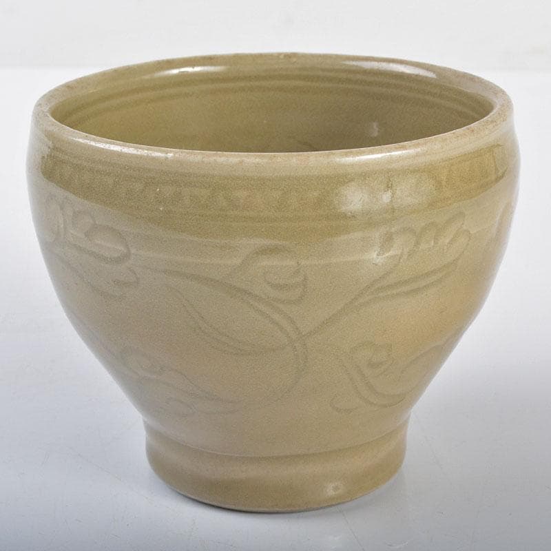 中国　龍泉窯　青磁　印刻花文　茶碗　V　R4254