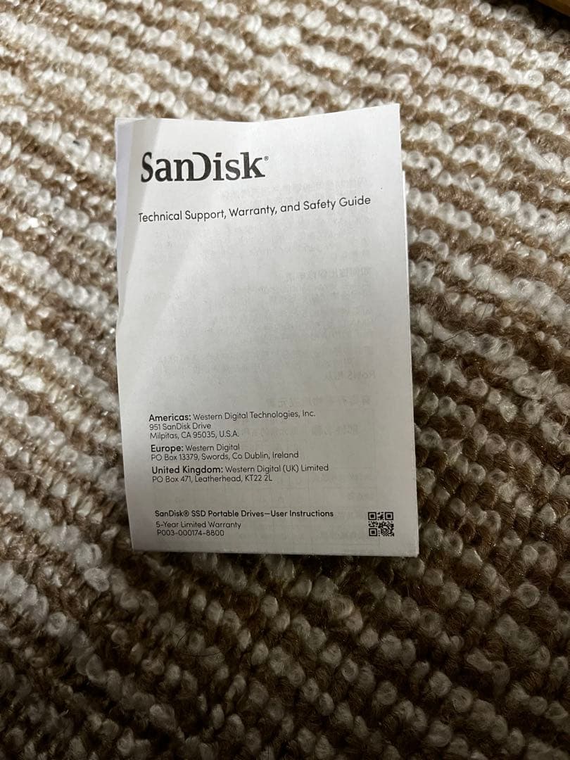 サンディスク SanDisk 外付けSSD 1TB 未使用品 開封済み 高速転送