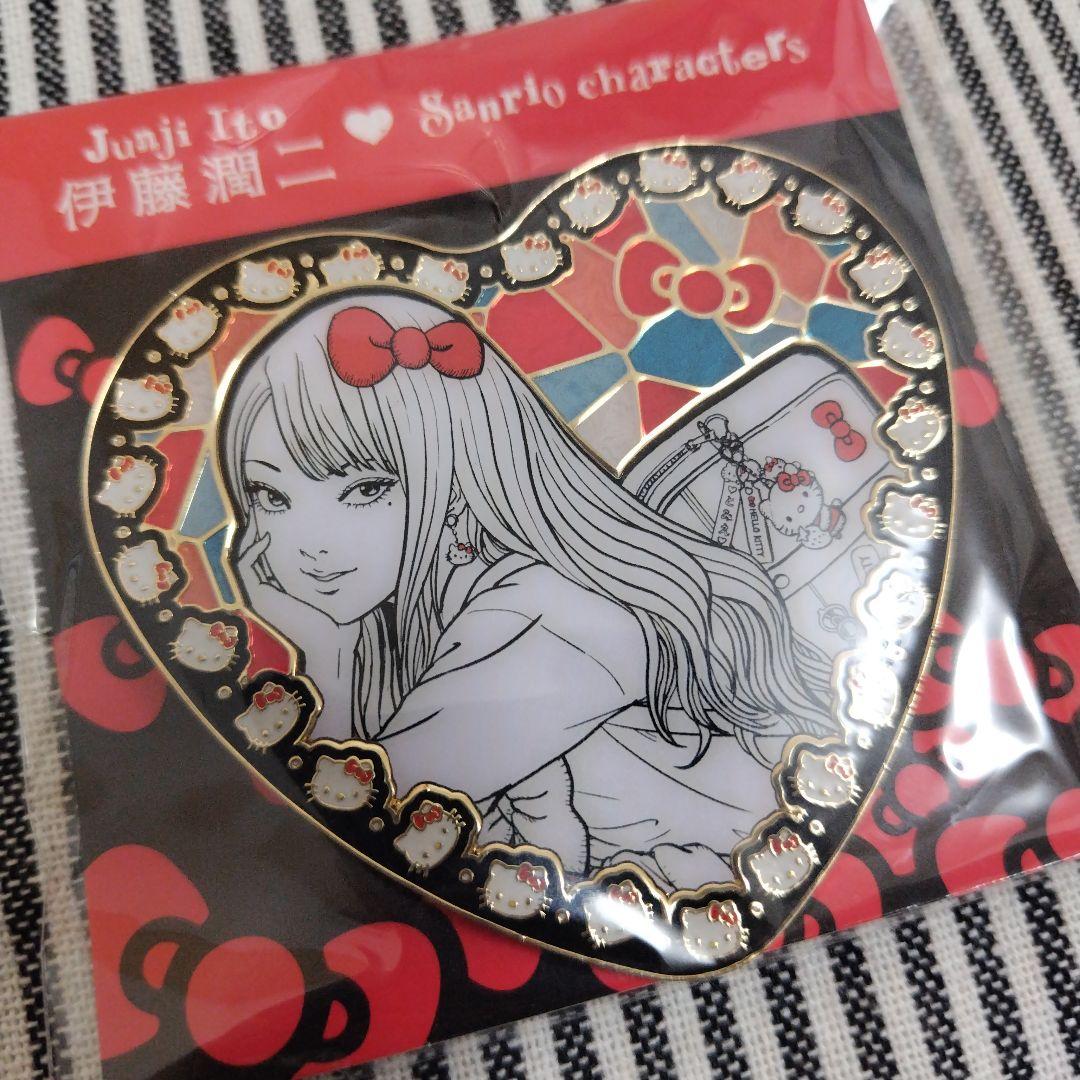 伊藤潤二×サンリオ ギャル富江 ピンズ ピンバッジ メタルハートバッジ キティ
