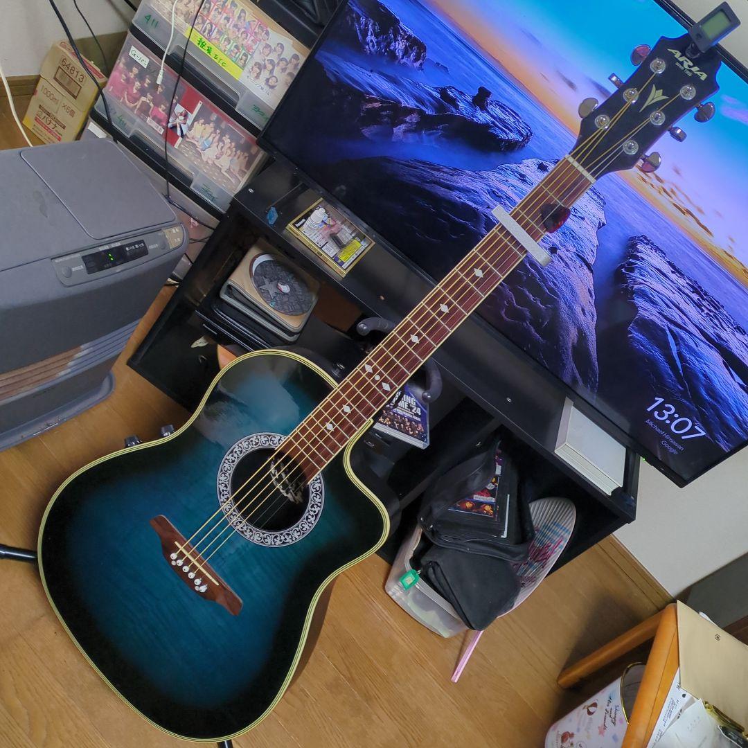 S*i様 再出品です!! ARIA ♫エレアコギター グラデーションブルー☆中古