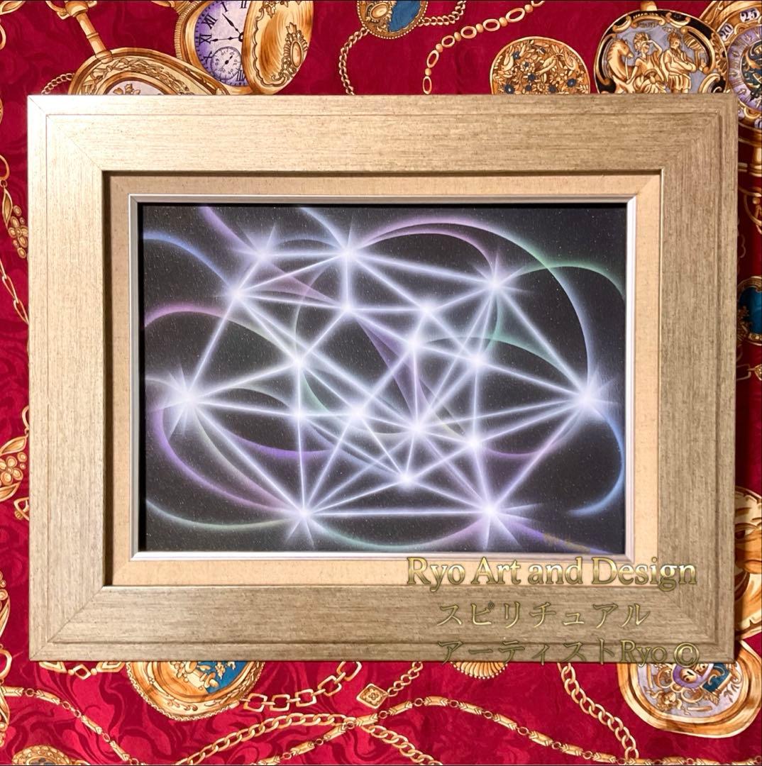 現代アートセール⭐︎開運絵画つながりの波動キャンバスF4号ネットと脳 量子力学