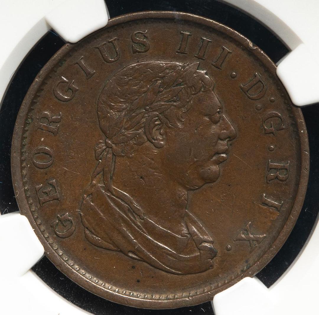 NGC-VF35BN　イギリス領ガイアナ　1813　ジョージ3世　銅貨