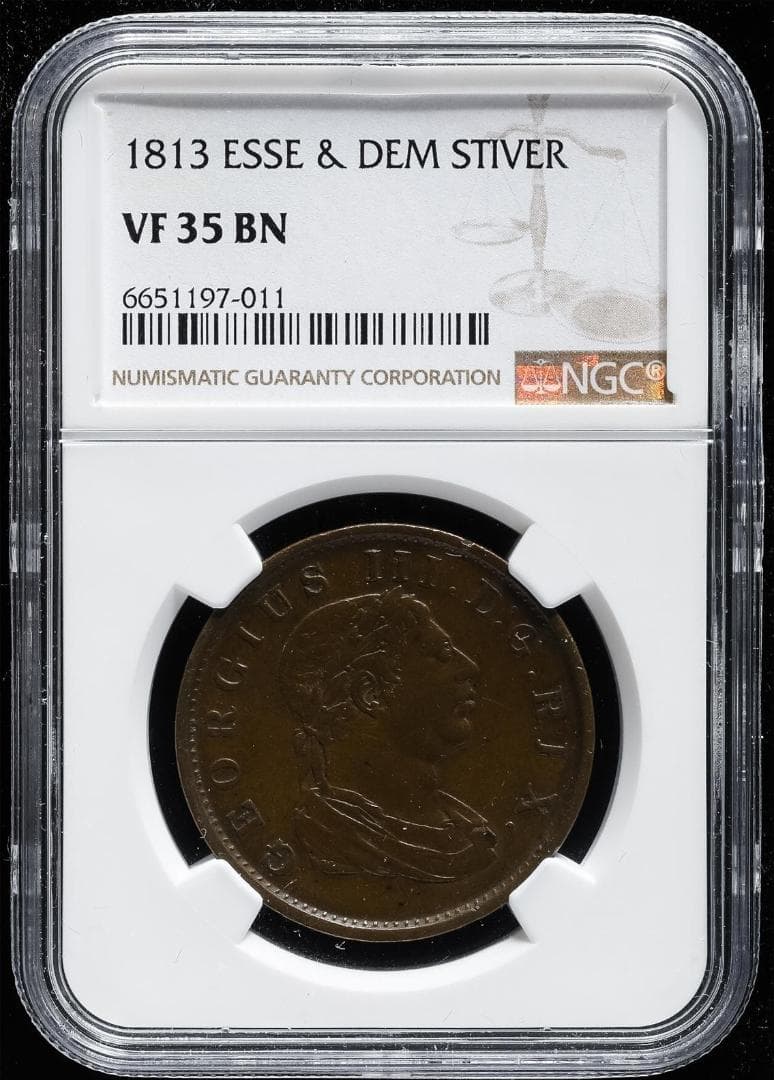 NGC-VF35BN　イギリス領ガイアナ　1813　ジョージ3世　銅貨