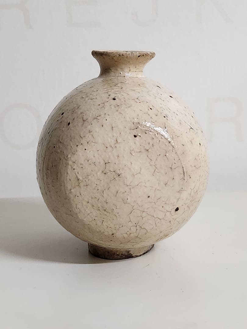 李朝　粉引小俵壺　俵壺　現代美術　朝鮮美術
