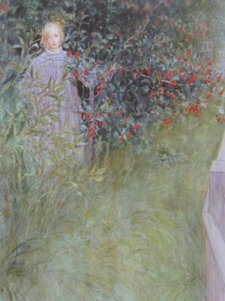 ラーソン、In the Hawthorn Hedge、希少画集画、新品額装付