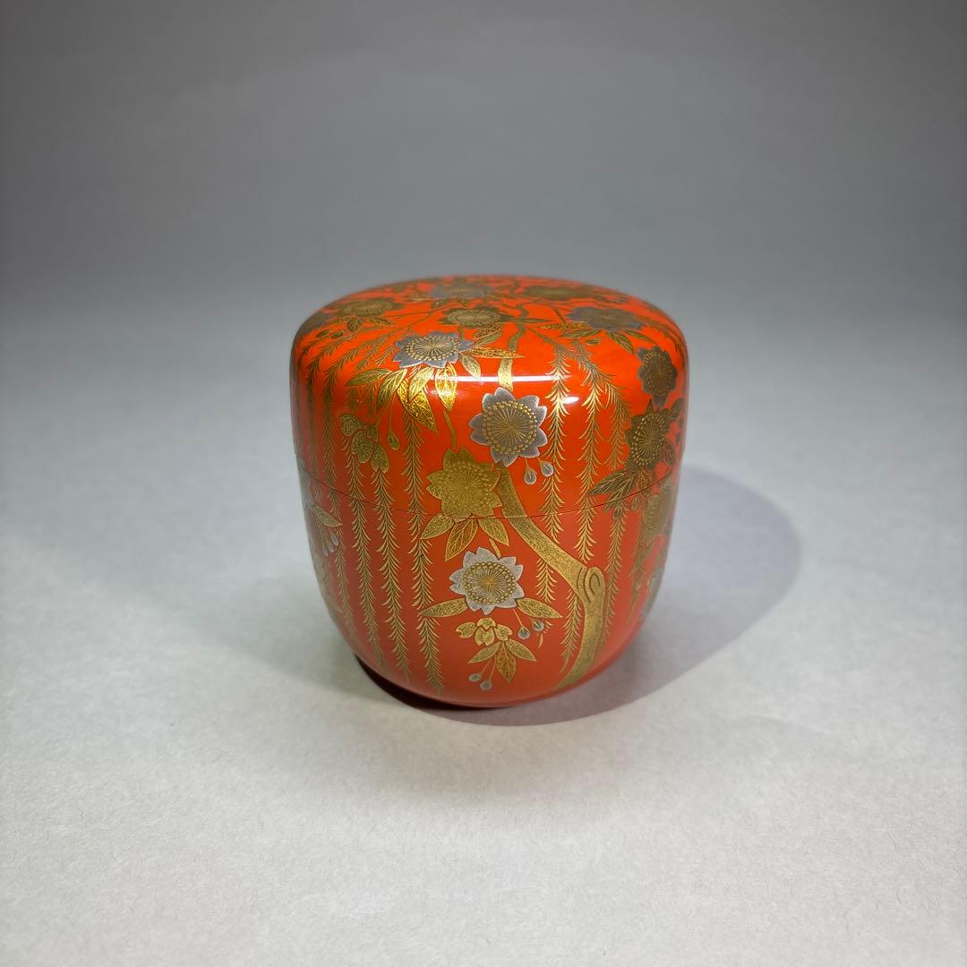 今田北仙　柳桜蒔絵大棗(桐箱入)