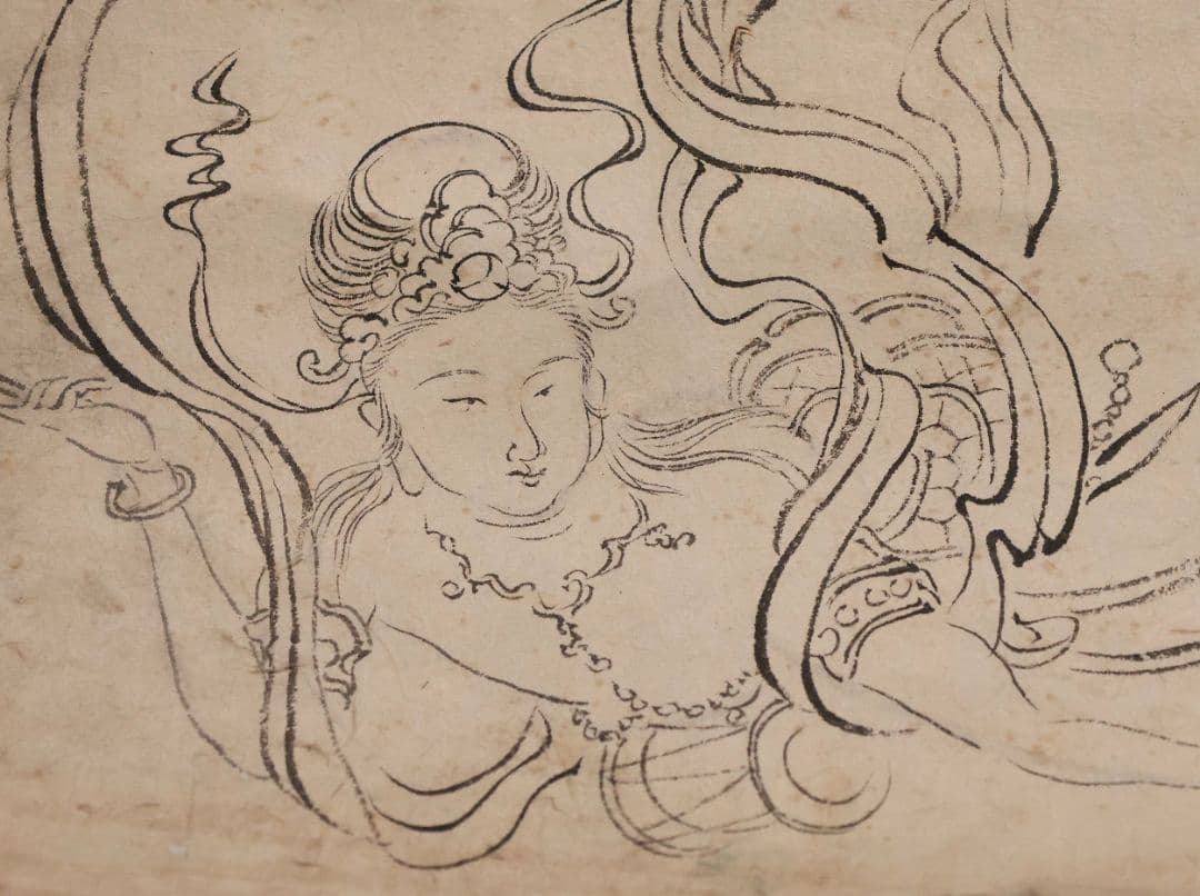 【模写】日本画 穂庵先生 人物花鳥 紙本 巻物 捲り デッサン 美人 MA852