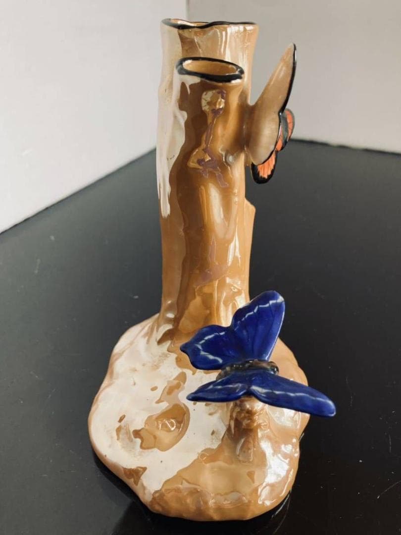 オールドノリタケ　アンティーク　蝶　一輪挿し　花瓶　M-JAPAN印　ラスター彩