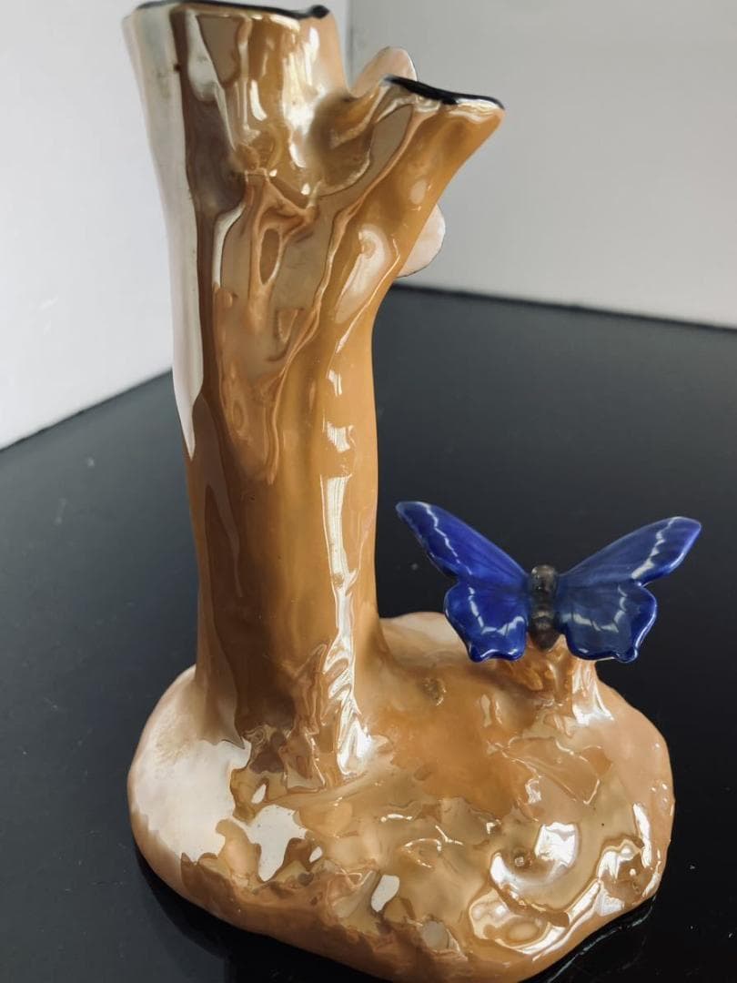 オールドノリタケ　アンティーク　蝶　一輪挿し　花瓶　M-JAPAN印　ラスター彩