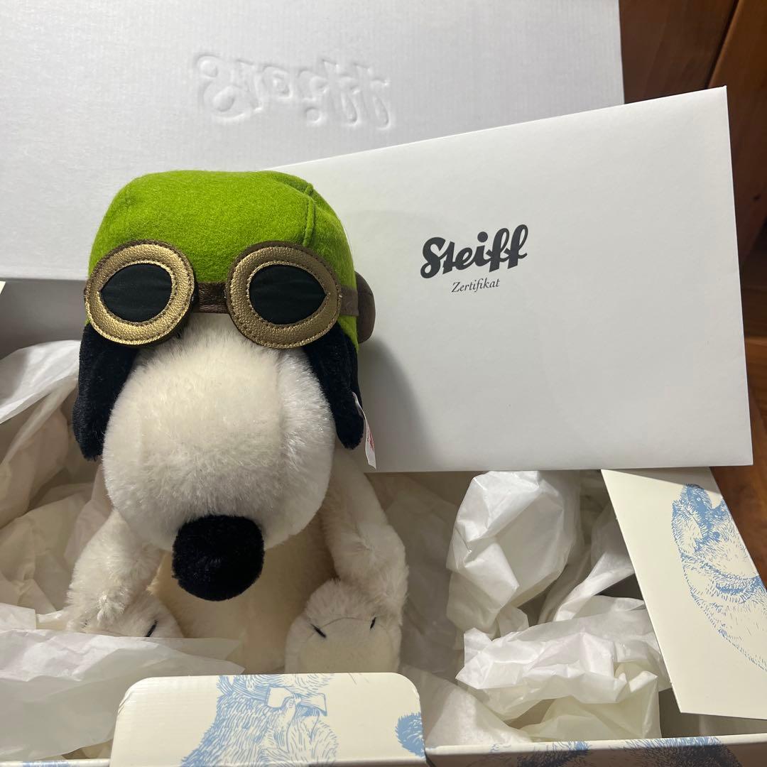 新品未使用　日本限定　シュタイフ　スヌーピー　フライングエース　証明書付き