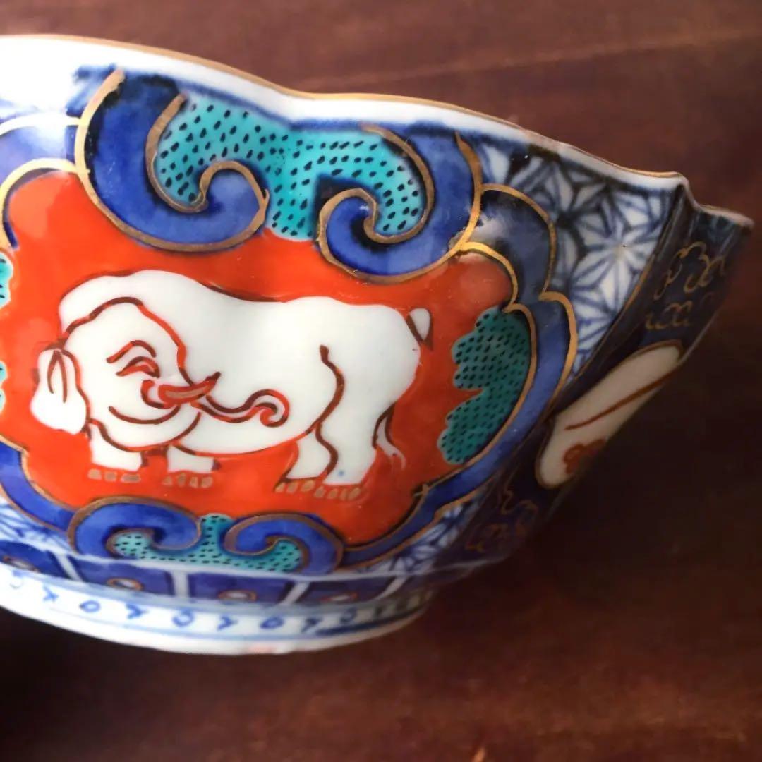 古伊万里 象文 色絵金彩 中鉢 1客/金襴手 伊万里
