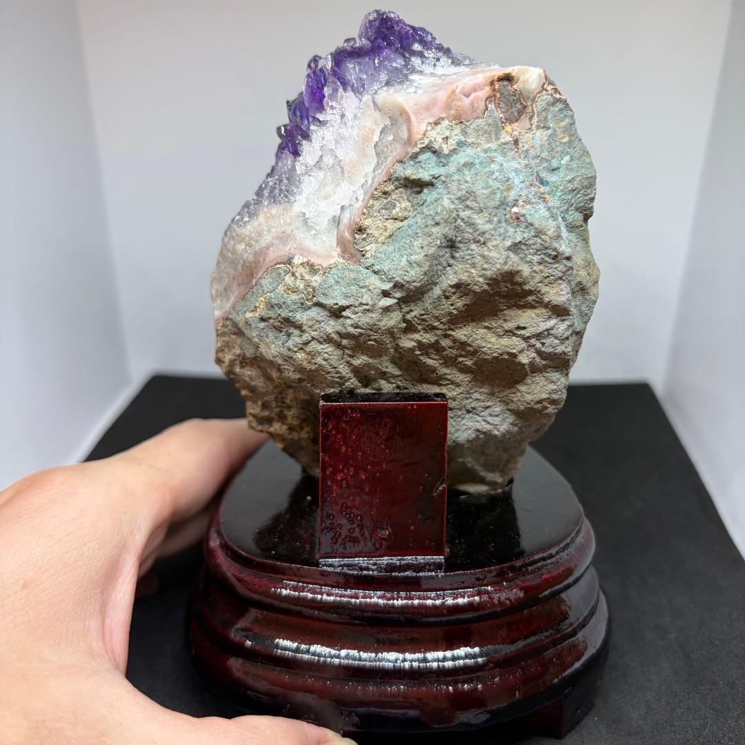 305 天然石 アメジスト クラスター 【台座付き】