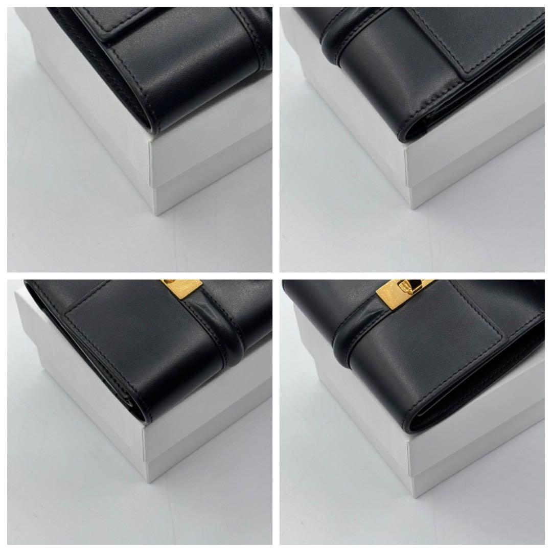 現行品 極美品 セリーヌ スモール トリフォールドウォレット16 セーズ 黒 箱