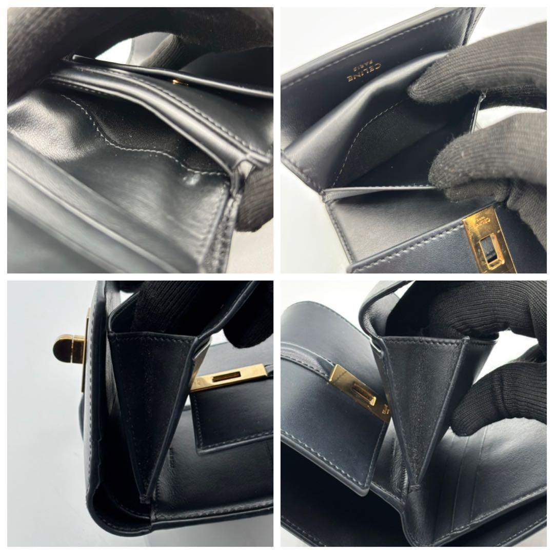 現行品 極美品 セリーヌ スモール トリフォールドウォレット16 セーズ 黒 箱