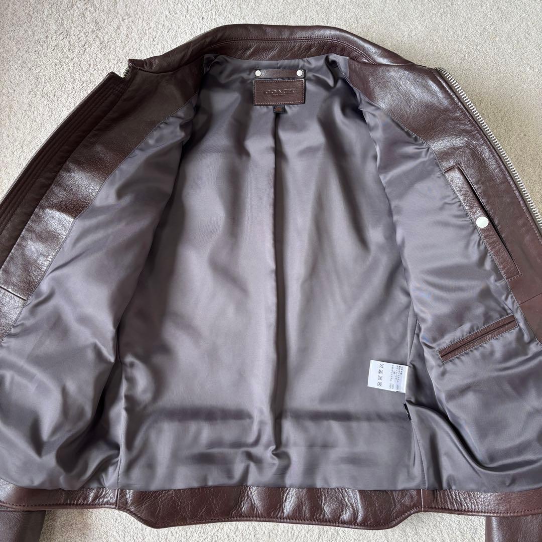 極美品 コーチ フォーポケットレザージャケット ライダース シングル 定価23万