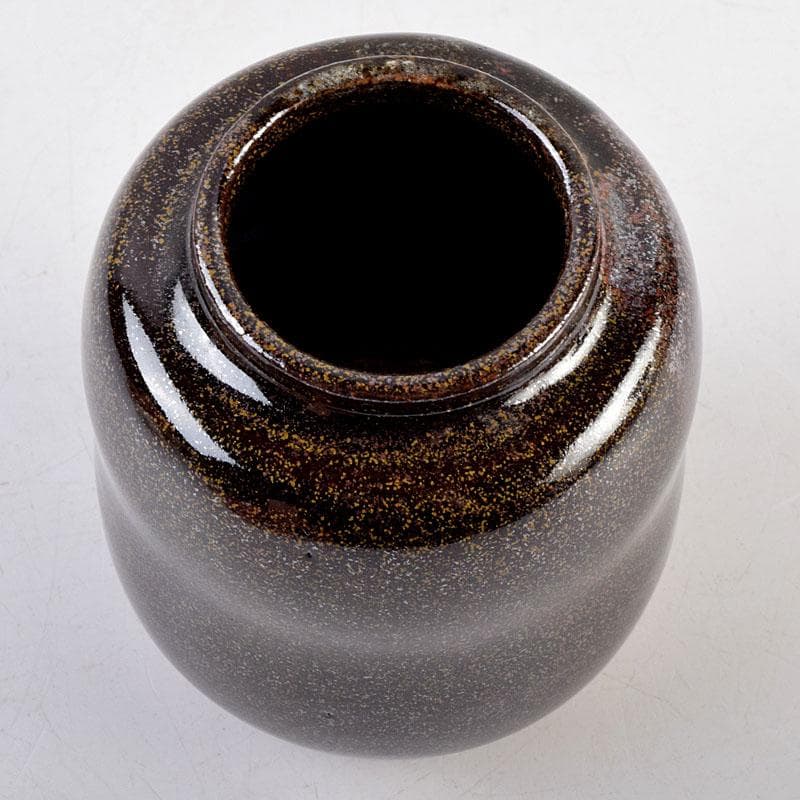 茶道具　清閑寺窯　杉田祥平造　瀧浪茶入　仕覆付　共箱　瀧浪茶入　V　9042