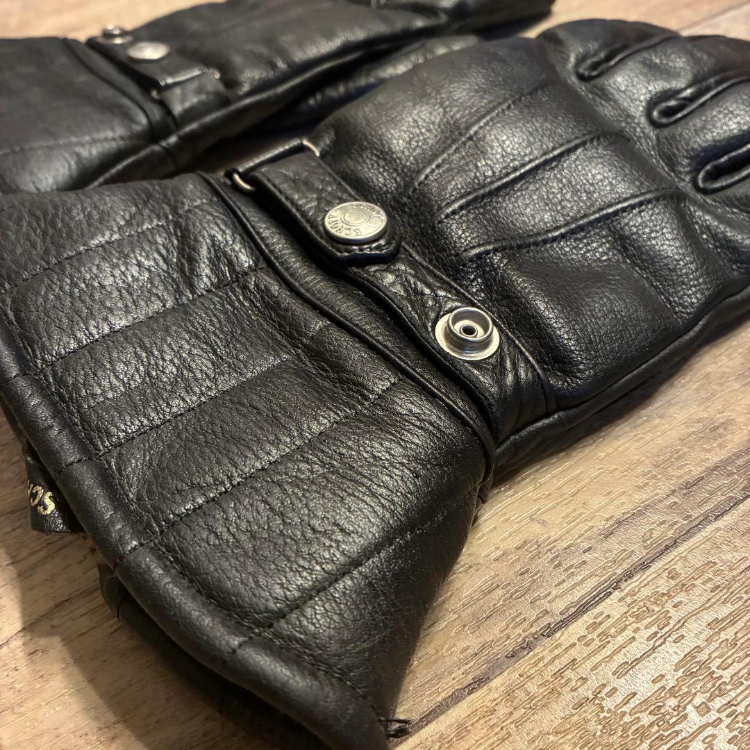 【極暖】SCHOTT ボア レザー グローブ Lサイズ ブラック ガントレット