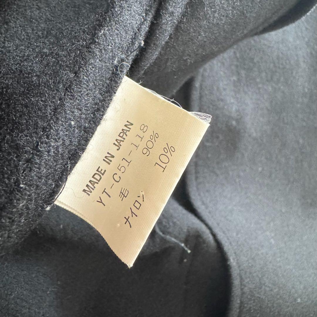 ワイズ　ロングコート　チェスターコート　黒　ブラック　ダブル　ウール　L